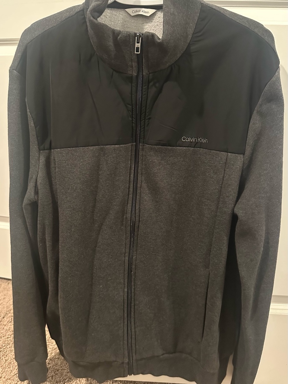 Calvin Klein Black and Gray Two-Tone Zip Hoodie
